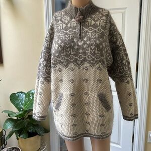 VTG Squaw Valley Womens PM Wool Blend Ski Sweater Nordic Kangaroo Pocket…